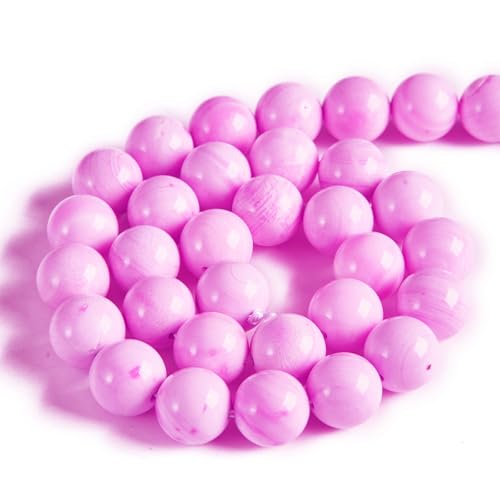 35pcs 10mm Pink Shell Jasper Beads Natural Gemstone Beads Round Loose Beads for Jewelry Making - color: Pink Shell Jasper, size: 10mm