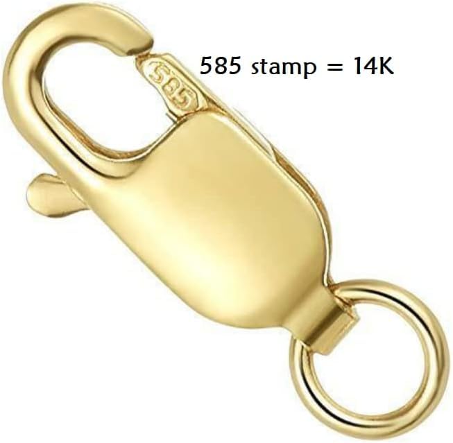 Single 14K Solid Yellow Gold Lobster Catch Lock Replacement for Necklaces, Bracelets or Jewelry Making | Lobster Claw Clasp with Open Jump Ring | #1 X-Small 7x2.7mm Made in Italy (1 Piece)