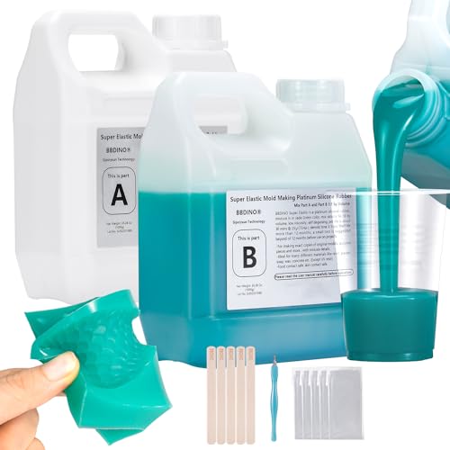BBDINO Super Elastic Silicone Mold Making Kit 70.56 Oz, Liquid Silicone for Mold Making, Silicon Rubber for Molds Maker 1:1 by Volume Ideal for Casting with Resins | Plaster | Candle | Soap etc. - color: 70.6 Oz Jade Green
