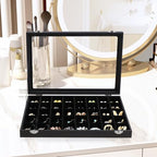 Wudygirl Jewelry Organizer 40 Grid Earring Holder Organizer with Clear Lid Jewelry Box for Rings Earrings Bracelets Storage Display Case for Women - style: 40 Grid Tray