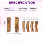 PATIKIL 4 Pcs Natural Stone, 36 x 10 mm Natural Curved Clear Quartz Stone Crystal Handmade Jade Flat Beads for DIY Crafting, Picture - color: Picture