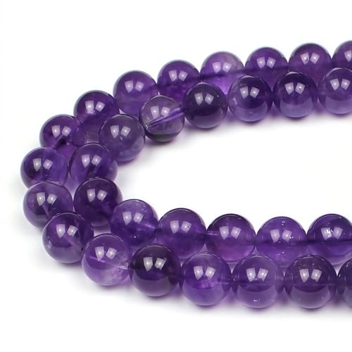 MJDCB 5A Natural South Africa Amethyst Gemstone Round Stone Beads for Jewelry Making DIY Bracelet Necklace (8mm) - color: South Africa Amethyst, size: 8mm