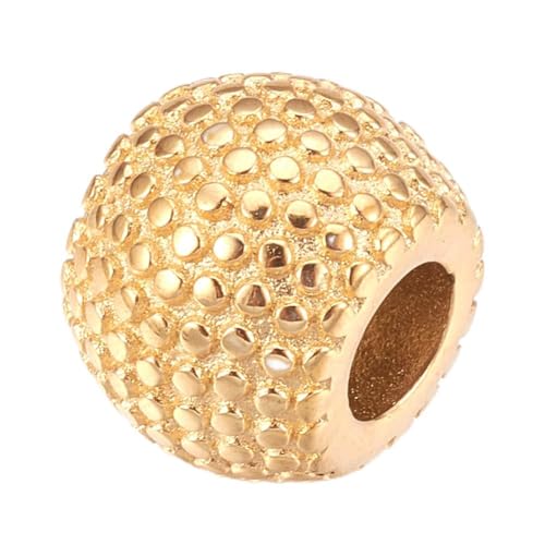Cheriswelry 10pcs Golden 304 Stainless Steel Rondelle Beads European Large Hole Spacer Beads Slide Charms Mini Metal Loose Beads fit Snake Chains 10.5x8.5mm for DIY Bracelet Jewelry Making - color: Rondelle-Golden