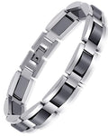 Feraco Mens Magnetic Bracelets, Classic Balck Titanium Stainless Steel Bracelet with Natural Hematite Magnet Stones,Men's Jewelry Gifts, 8.66 inch - color: Silver