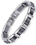 Feraco Mens Magnetic Bracelets, Classic Balck Titanium Stainless Steel Bracelet with Natural Hematite Magnet Stones,Men's Jewelry Gifts, 8.66 inch - color: Silver