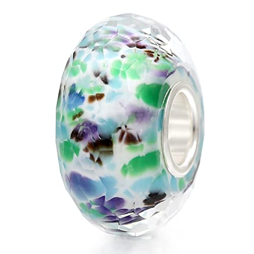 Murano Glass Charms Authentic 925 Sterling Silver Charms Core Red Flower Pink Love Heart White Yellow Glass Beads fit Pandora Style Bracelet for Women Wife Anniversary DIY Gift - color: color_11