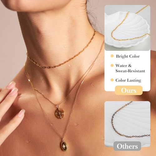 18k Gold Necklace Chains for Jewelry Making, 39.3 Feet 6 Rolls Bracelet Chains for DIY,6.5Feet Each Style, Gold Chain with Jump Rings/Lobster Clasps/Connectors - color: 18k Gold-39.3 Feet 6 Rolls