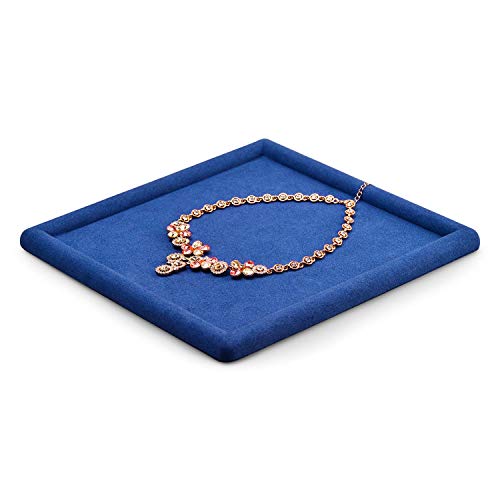 Microfiber Jewelry Tray Jewelry Display Trays Stackable Jewelry Organizer Tray Jewelry Trays For Drawer Padded Jewelry Tray for Necklace Bracelets Storage (Blue) - color: Blue