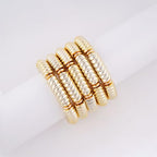 LALAPPLE Gold Plated Beaded Acrylic Bamboo Tube Bangle Bracelets for Women, Colorful Chunky Curved Tube With Gold Plated Pieces Beads Stretch Bracelet Friendship Summer Beach Jewelry - color: B-gold 5pcs(Chunky set)