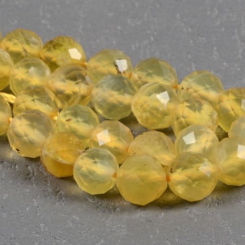 6mm Yellow Opal Faceted Gemstone Round Loose Beads Strand 15.5-16" DIY Jewelry Making - color: Yellow Opal