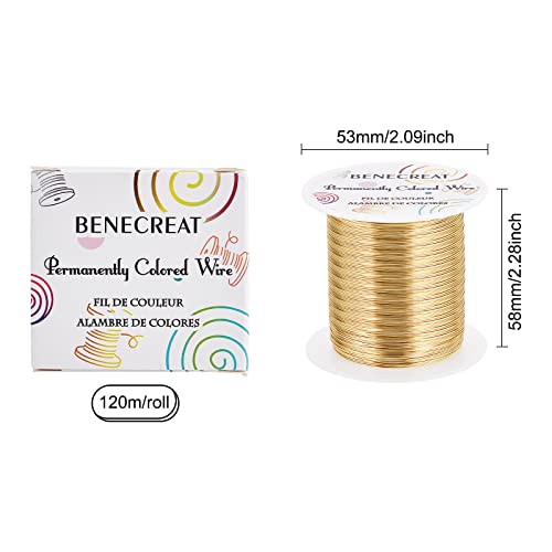 BENECREAT 26 Gauge 131 Yards Jewelry Beading Wire Light Gold Tarnish Resistant Copper Wire for Beading Wrapping and Other Jewelry Craft Making - color: Light Gold, size: 26 Gauge