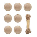 INSPIRELLE 30pcs 30mm Natural Wood Beads Unfinished Round Wooden Loose Beads Big Size Wood Spacer Beads with 10M Jute Twine for Craft Making Home Decoration - size: 30mm
