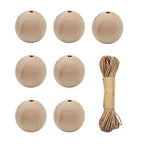 INSPIRELLE 30pcs 30mm Natural Wood Beads Unfinished Round Wooden Loose Beads Big Size Wood Spacer Beads with 10M Jute Twine for Craft Making Home Decoration - size: 30mm