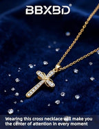 Stainless steel Cubic Zirconia Cross Necklace for Women Pendant with Chain 16"/18"+2" Perfect Jewelry Gifts for Birthday Christmas Mothers Day Wedding - size: 18+2 inches, style: 18K Gold Plated