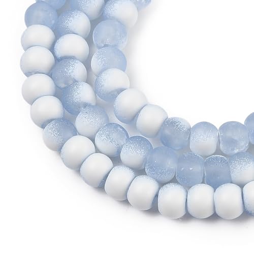 KISSITTY 50pcs Matte Beads Gradient Color Glass Frosted Crystal 6mm Rondelle Light Steel Blue Center Drilled Loose Craft Beads for Jewelry Making Earring Bracelet Necklace DIY Crafts - color: Light Steel Blue