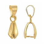 Fashewelry 200pcs Brass Pendant Pinch Bails Golden 8x5mm Inner Diameter Dangle Charm Clasp Clip for Top Drilled Bead Necklace Earring Jewelry Making Pin:0.9MM - color: Golden