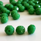 350Pcs 6mm Faceted Green Glass Crystal Briolette Beads for Jewelry Making, Bracelets, Earrings, Wind Chimes, Suncatchers - color: Green, size: 6mm
