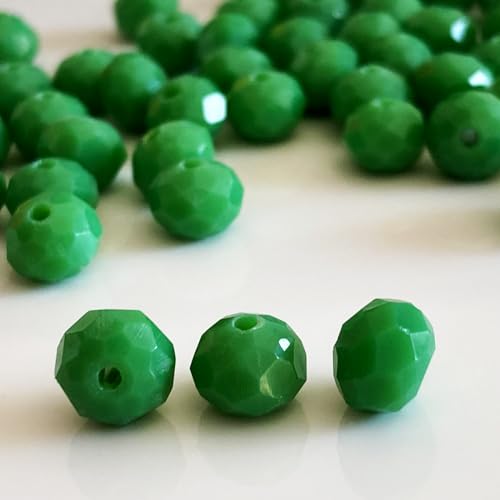 350Pcs 6mm Faceted Green Glass Crystal Briolette Beads for Jewelry Making, Bracelets, Earrings, Wind Chimes, Suncatchers - color: Green, size: 6mm