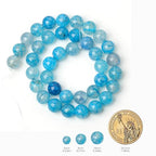 45pcs Smooth Natural Blue Agate Beads，8mm Dragon Vein Gemstone Round Loose Stone Beads for Jewelry Making DIY Bracelet Necklace Earrings - color: blue dragon vein, size: 8mm