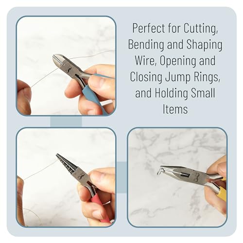 Mr. Pen- Pliers for Jewelry Making, 3 Pack, Chain Nose, Round Nose Pliers Set and Wire Cutter for Beading, Wire Wrapping, Jump Rings, Jewelry Repair, Crafting, DIY - color: Multicolor 2
