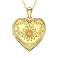 SOULMEET Personalized Silver Locket Necklace That Holds Pictures Photo Keep Someone Near to You, Memorial Custom Lockets Necklaces Letters Engraving for His Her - color: A2-Gold plated sunflower-Yellow, style: Locket Necklace Only