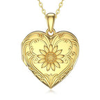 SOULMEET Personalized Silver Locket Necklace That Holds Pictures Photo Keep Someone Near to You, Memorial Custom Lockets Necklaces Letters Engraving for His Her - color: A2-Gold plated sunflower-Yellow, style: Locket Necklace Only