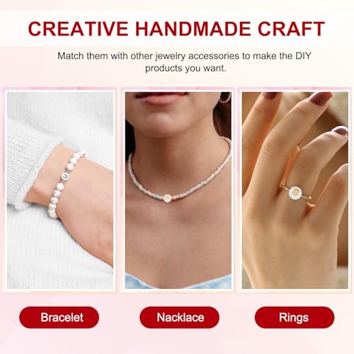 HARFINGTON 200 Pcs 4x7mm Acrylic Letter Beads, Round White Alphabet Beads Letter U, Alphabet Spacer Beads for Jewelry Making Bracelets Necklaces - style: Letter U