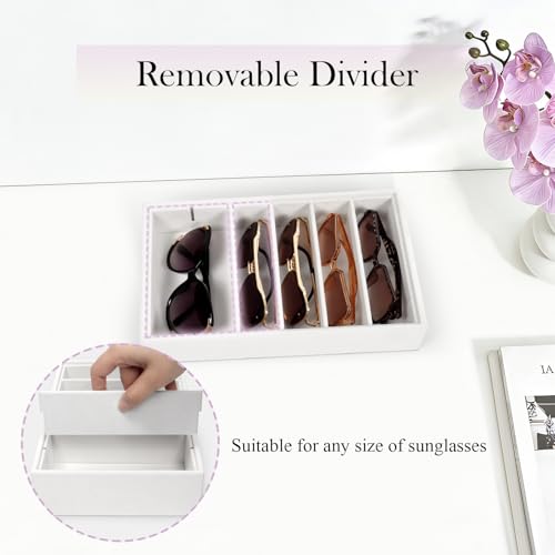 Velvet Sunglass Organizer Tray, Stackable Glasses Case for Drawer, Eyeglasses Watches Jewelry Display Holder Women Men