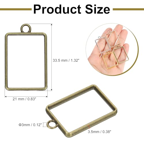 uxcell 25Pcs Alloy Open Bezel Pendants, Rectangular Hollow Frame Pendant Geometric Open Back Frame Pendant for Resin Jewelry Making Earrings Necklace Bracelet DIY, Bronze - color: Bronze, size: 1.32 x 0.83 inch