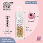 Miyuki Delica Seed Beads – Size 11/0 (1.6 mm), DB0034, Light 24K Gold Plated, 7.2 g, Approx. 1440 Beads, Made in Japan - color: DB0034 - Light 24K Gold Plated