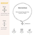Bheop Chunky Cross Necklace for Women Trendy 14K Gold Silver Layered Statement Cross Pendant Charm Necklace Waterproof Paperclip Herringbone Snake Choker Chain Christian Jewelry Set Gift Non Tarnish - style: SL-Cross Necklace(0.8 inch Pendant)