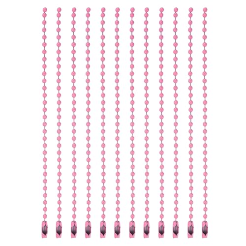 MECCANIXITY Ball Bead Chain Beaded Necklace Chains 5 Inch Adjustable Metal Ball Chains 2.4mm/0.1inch Keychain for Jewelry Making,DIY Craft Projects,Pack of 12(Pink) - color: Pink