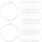 Beebeecraft 1 Box 100Pcs Hoop Ear Wires 316 Stainless Steel Earring Round Loops Findings Wine Glass Charm Rings for Beading Jewelry Making 30mm - color: Silver, size: 30mm