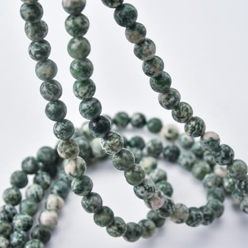 6mm Green Dot Jasper Natural Gemstone Beads for Jewelry Making Round Smooth Stone Beads 15"/Strand (Green Dot,6mm) - color: Green Dot Stone, size: 6mm