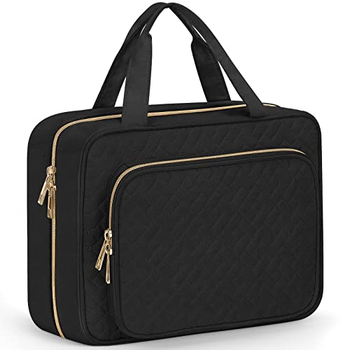 Wedama Toiletry Bag for Women, Medium Cosmetic Travel Bag, Hanging Toiletry Bag for Bathroom, Thickened PVC Waterproof Makeup Bag, Toiletries Bag for Travel Business Trips and Camping, Black - color: Black, size: Medium, style: Minimalist