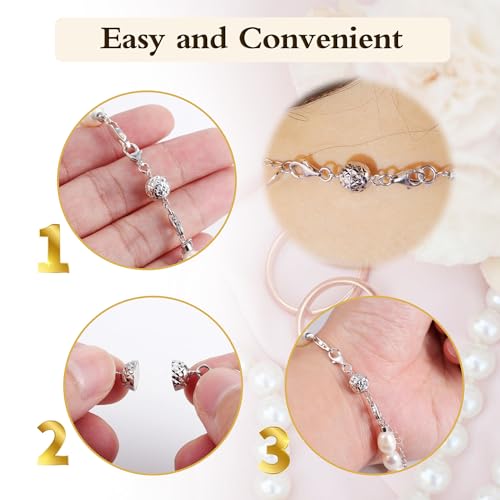 925 Sterling Silver Magnetic Necklace Clasps and Closures Ball Sterling Silver Magnetic Jewelry Clasps for Necklaces Bracelet Disco Ball Clasp - color: E-Silver