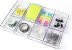 carrotez Small Stackable Jewelry Organizer Tray, 8 Grid, Clear Plastic Drawer Organizer for Makeup, Accessories, Desk, Vanity