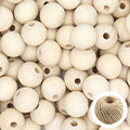THYSSEN 500pcs 20mm Wood Beads Crafts Natural Round Unfinished Loose Beads are Used to Make DIY Wooden Beads Garlands, Home Decoration