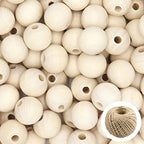 THYSSEN 500pcs 20mm Wood Beads Crafts Natural Round Unfinished Loose Beads are Used to Make DIY Wooden Beads Garlands, Home Decoration