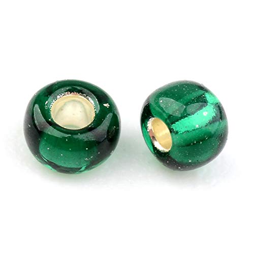 Craftdady 12/0 Transparent Round Glass Seed Beads 2mm Silver Lined Tiny Loose Pony Ball Spacer Beads About 3300Pcs DarkGreen for Jewelry Making Hole: 0.3mm - color: Transparent DarkGreen, 2mm