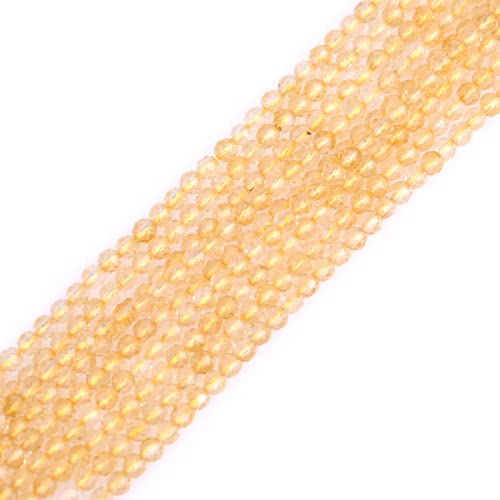 GEM-Inside 3mm Natural Stone Yellow Citrine Quartz Faceted Round Spacer Small Beads for Jewelry Making 15" - color: Yellow Citrine, size: 3mm
