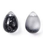 Ipotkitt 100 Pcs Two Tone Glass Drop Charms - Black Frosted & Spray Painted Crystal Teardrop Bead Charms for DIY Crafts & Jewelry Making - color: 100pcs-Frosted Teardrop Charms-Black