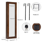 SRIWATANA Jewelry Organizer, Wall/Door Mounted Jewelry Armoire Cabinet with Mirror, Solid Wood(Dark Brown) - color: dark brown