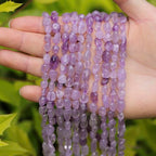 Natural Stone Beads 6-8mm Lilac Amethyst Oval Irregular Freeform Tumbled Loose Gemstone Beads for Jewelry Making 15 Inch Strand 50-55 Pcs - color: Lilac Amethyst -1 strand15”-approx. 55 beads