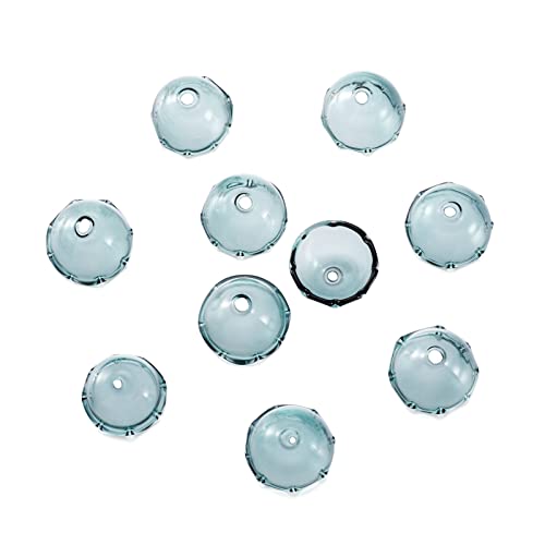 FASHEWELRY 10Pcs Glass Bell Flower Beads Caps Transparent Wind Bell Beads 21mm Glass Fishing Bead Jellyfish Beads for Wind Chimes Craft Jewelry Making (Dark Cyan) - color: Dark Cyan