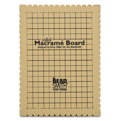 The Beadsmith Mini Macrame Board, 7.5 x 10.5 inches, 0.5-inch-Thick Foam, 6 x 9 Grid for Measuring, Bracelet Project with Instructions Included, Create Macrame and Knotting Creations - size: 7.5 Inches X 10.5
