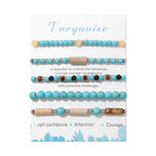5Pcs Crystal Bracelet for Women Spiritual Natural Stone Bracelet Set Stackable Beaded Bracelets Healing Crystal Bracelet Gemstone Bead Bracelet Beaded Stretch Bracelets for Women - style: Turquoise