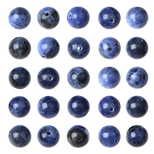 AD Beads 8mm Natural Round Loose Beads 110 Pieces, for Making 108 Mala Prayer Beads Necklace, Bracelet & Yoga Meditation, Jewelry Design (Blue Sodalite) - color: Blue Sodalite