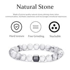 RANKEEF Tiger Eye Bracelet For Men 8MM Natural Stone Stretch Adjustable Black Crystal Beaded Bracelet for Men Women Gifts - color: 2,tiger eye,white bracelet
