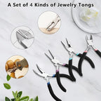 4 Pack Jewelry Making Pliers Tools Set, Jewelry Pliers with Needle Nose, Round Nose Pliers,Crafts Matte Handle - style: 4pcs - Black
